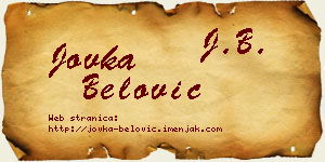 Jovka Belović vizit kartica
